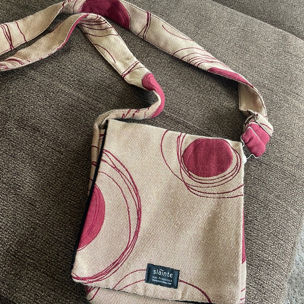 Slainte San Francisco crossbody bag 10” x 8”. 24” total length with the strap